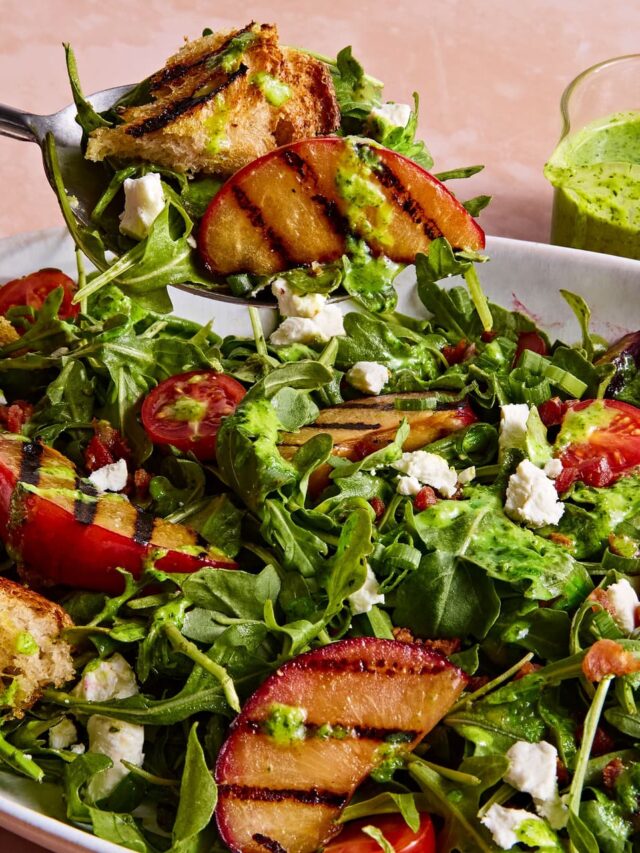 Grilled Plum & Pancetta Panzanella Salad Recipe For Dinner