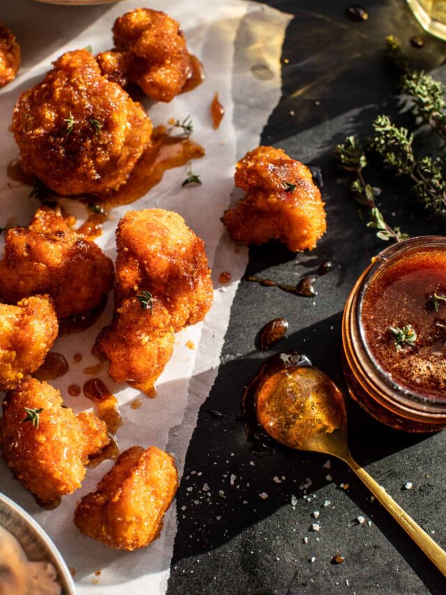 Crispy Hot Honey Cauliflower Nuggets